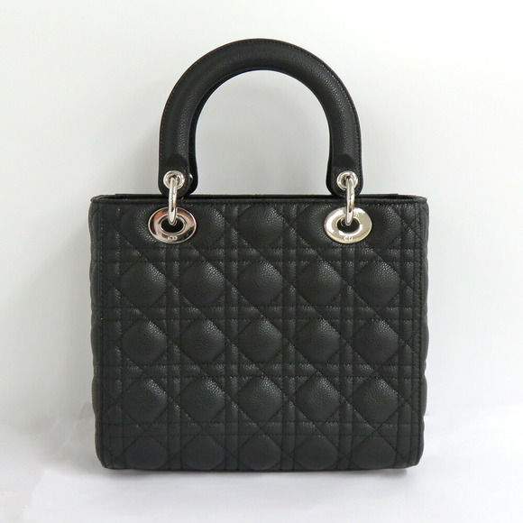 Dior Lady Bag Medium Cannage Grained Calfskin Black Leather Handbag Shoulder - Picture 2 of 9